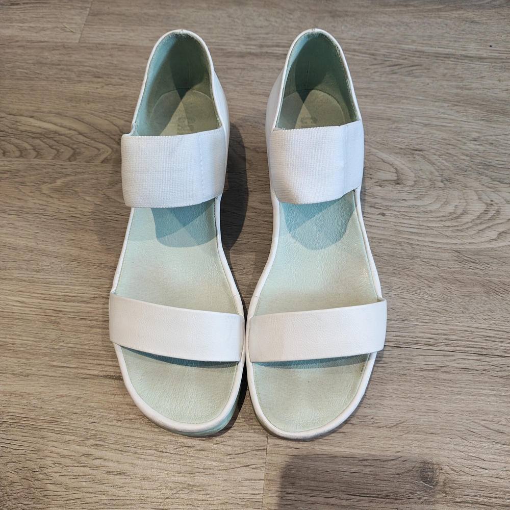 Camper White And Mint Green Sandals